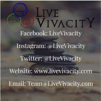 Everything you need to get connected to the LiveVivacity Team and movement.