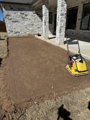 Getting ground ready for pavers and gravel