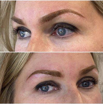 Eyebrows micro bladed.