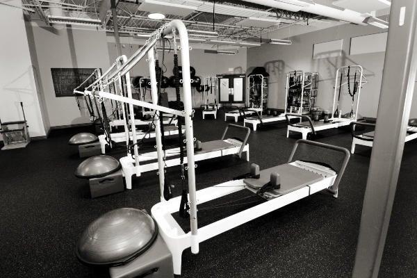 Up to ten clients are accommodated on our room full of Reformer machines for fun and yet personal training.