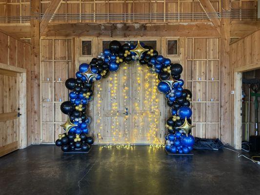 Organic balloon arch for the Barn on Mullan, Missoula MT