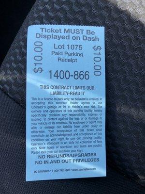 Parking receipt