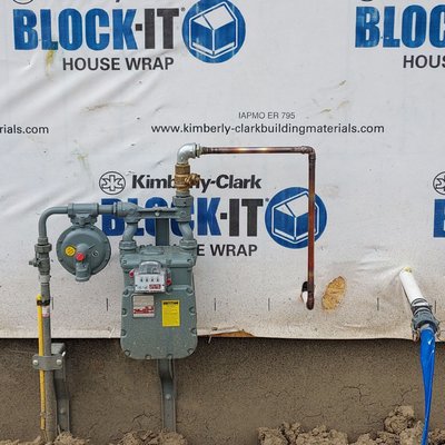 Main Gas Meter. New Home Construction.