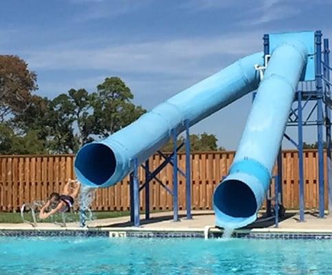 Water slides at pool