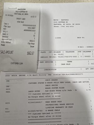 Receipt of what was charged.