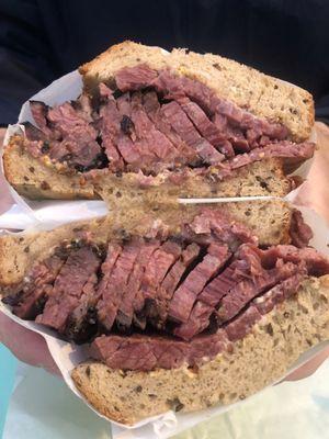 Hand cut pastrami sandwich (50/50 pastrami and corned beef)