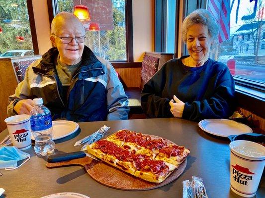 Good times with Detroit-style pizza!