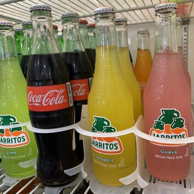 Variety of chilled, imported, sugar cane-based sodas are available