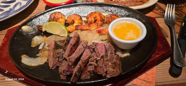 Steak and shrimp fajitas