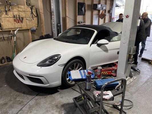 Carried out a full service for the Porsche Boxster S. Oil change, filters, brake system service and much more!