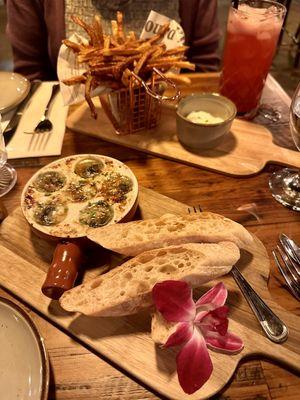 Escargot and Duck Fat Fries with garlic aioli