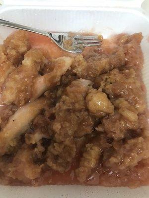 Sweet and sour chicken mush