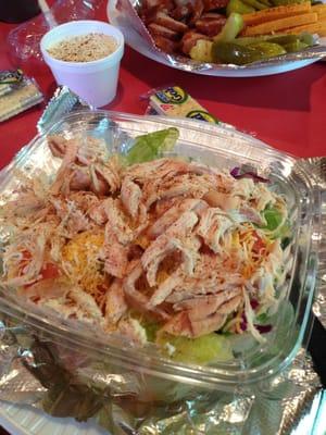 Pulled chicken salad. The chicken was fresh and moist white meat.