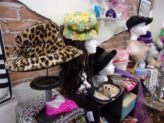 Lots of vintage hats and shoes