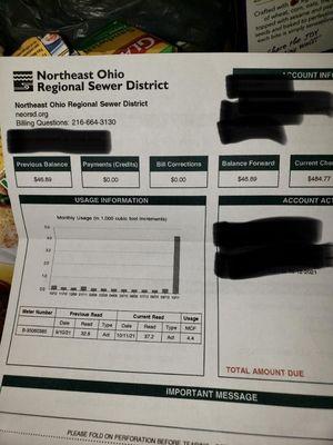 Water bill as proof! You can clearly see last months charges and this month.