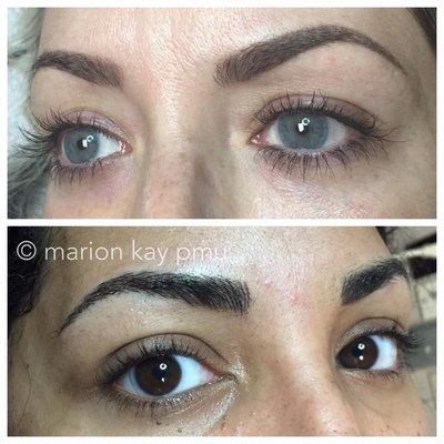 Top: healed solid brow Bottom: Freshly done hair stroke brow