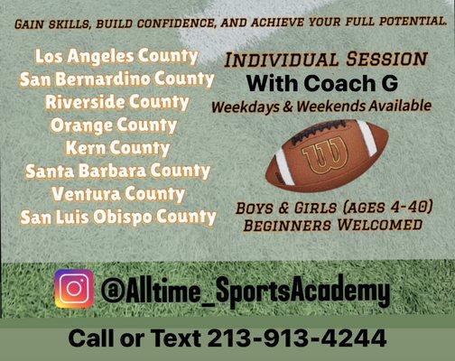 Football Training! Flag, Pop Warner , High School , College , Semi Pro, Pro!