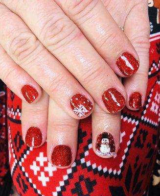 Christmas nails w SNS dipping powder