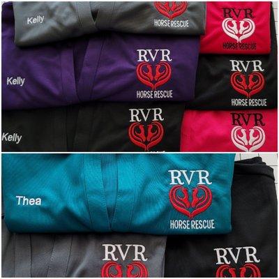 RVR Horse Rescue logo embroidered on polos.