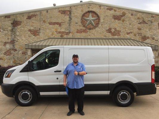 Locksmith Derek Littrell picking up a great deal! An accident totaled his work van but he's back on the road after coming by Find Me A Van!