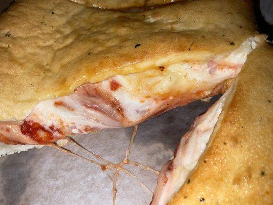 Inside cheese calzone