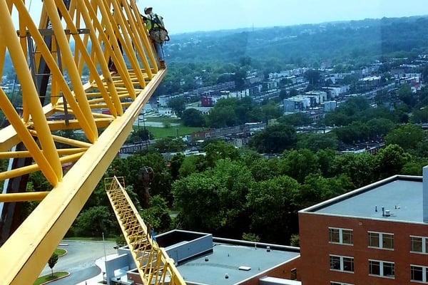 Assembling a tower crane