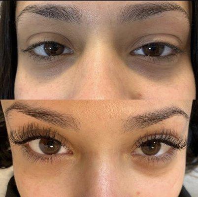 The before and after of my lashes!