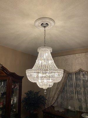 Installed a customer supplied chandelier in their home.