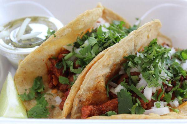 Al Pastor Tacos with only cilantro and onion Your choice of toppings!