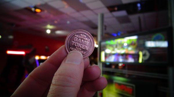 We use tokens, just like an old school arcade!