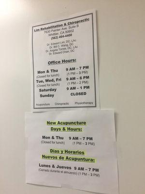 Clinic hours