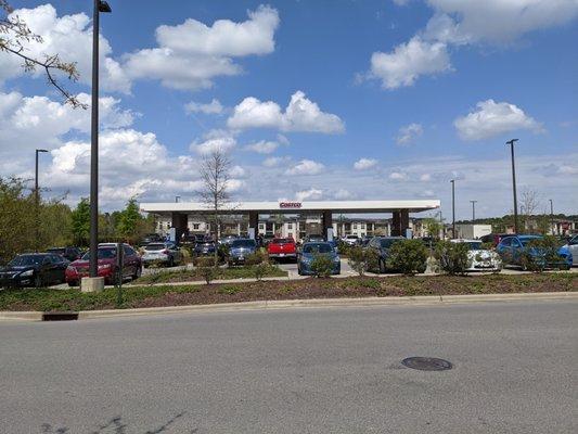 Outside the Costco gas station in Apex facing the one-way exit. 4/10/2021.