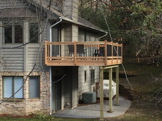 Cedar deck with aluminum spindles