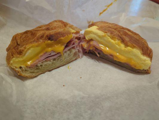 Croissant breakfast sandwich