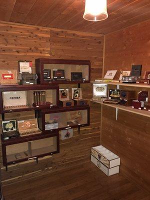 Walk-in humidor, over 60cigar choices