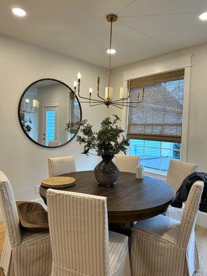 Work along side interior designer to stage this home; hang mirror, install light fixture, put together furniture and hang blinds.