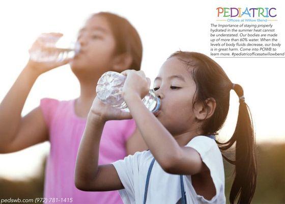 Keeping hydrated is just one of the many safety tips we provide you when you visit us for well child checkups. Visit us today. #POWB #summer