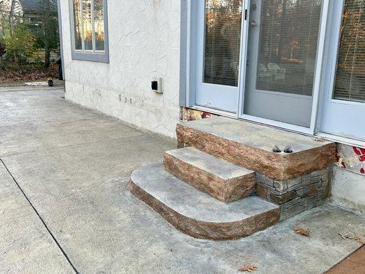 Custom concrete steps.