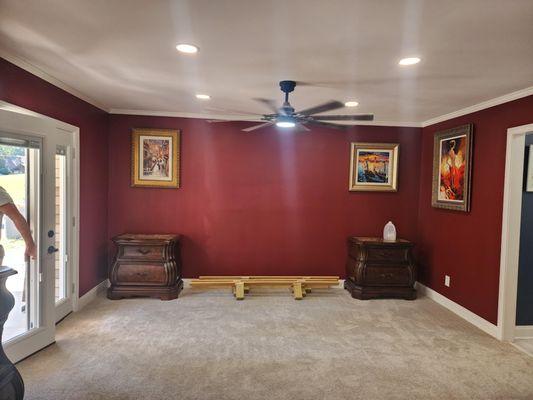 beautiful bed room face lift with rumor red white french doors