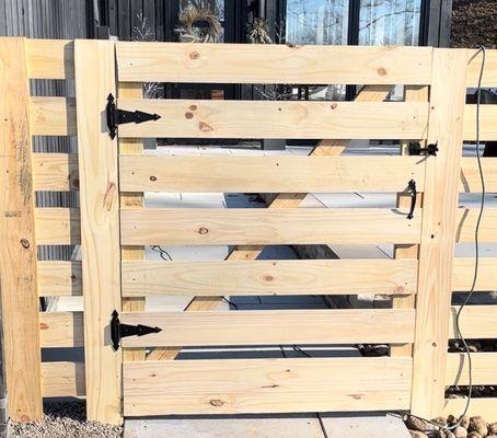 *Custom wood gate built from scratch on site!