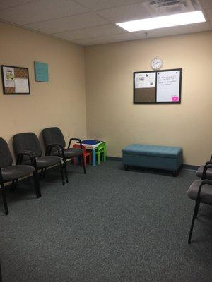 Our waiting room. It is our goal to work efficiently and in a timely manner so that you don't spend too much time here.