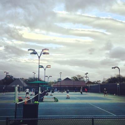 The 8 hard courts are being resurfaced this Spring 2014. The 4 claycourts are in incredible condition.