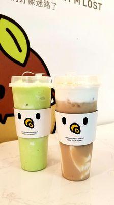 Honeydew smoothie and the cheese soy milk tea!