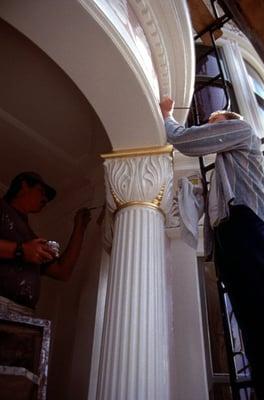 Gold Leaf and Stenciling are the final touches of the "Painting Restoration" to the home of  SF's best known movie star.