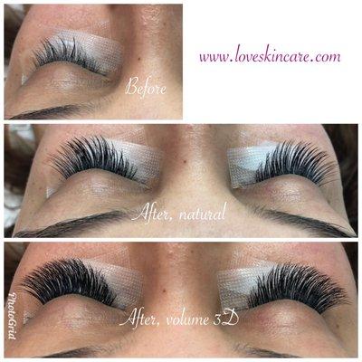 natural eyelash extension to 3D volume extensions