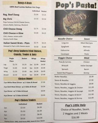 Pop's Family Kitchen: Menu, page 2