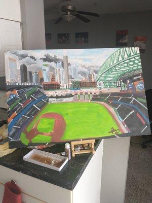 24x36 Original painted Minute Maid Astros Park Downtown Houston TX $3500 but negotiable down price.