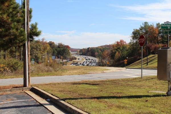 View of Stone Mountain Hwy looking East from our parking lot.