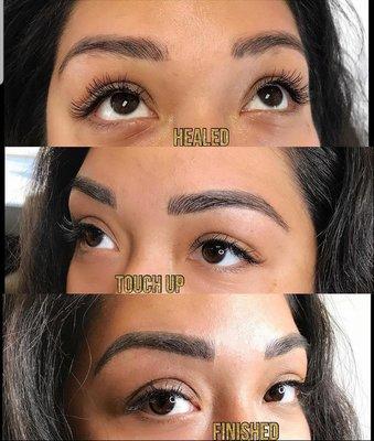 Natural and full brows from microblading