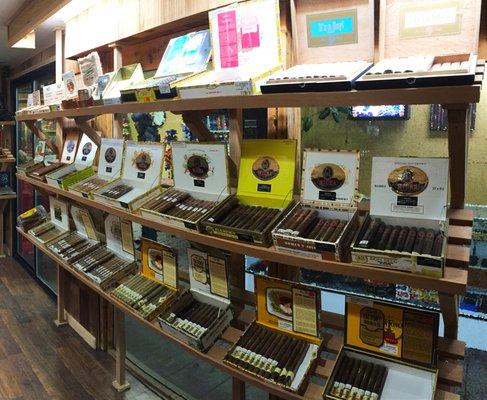 The humidor. New products arrive several time a week. Requests are welcome.